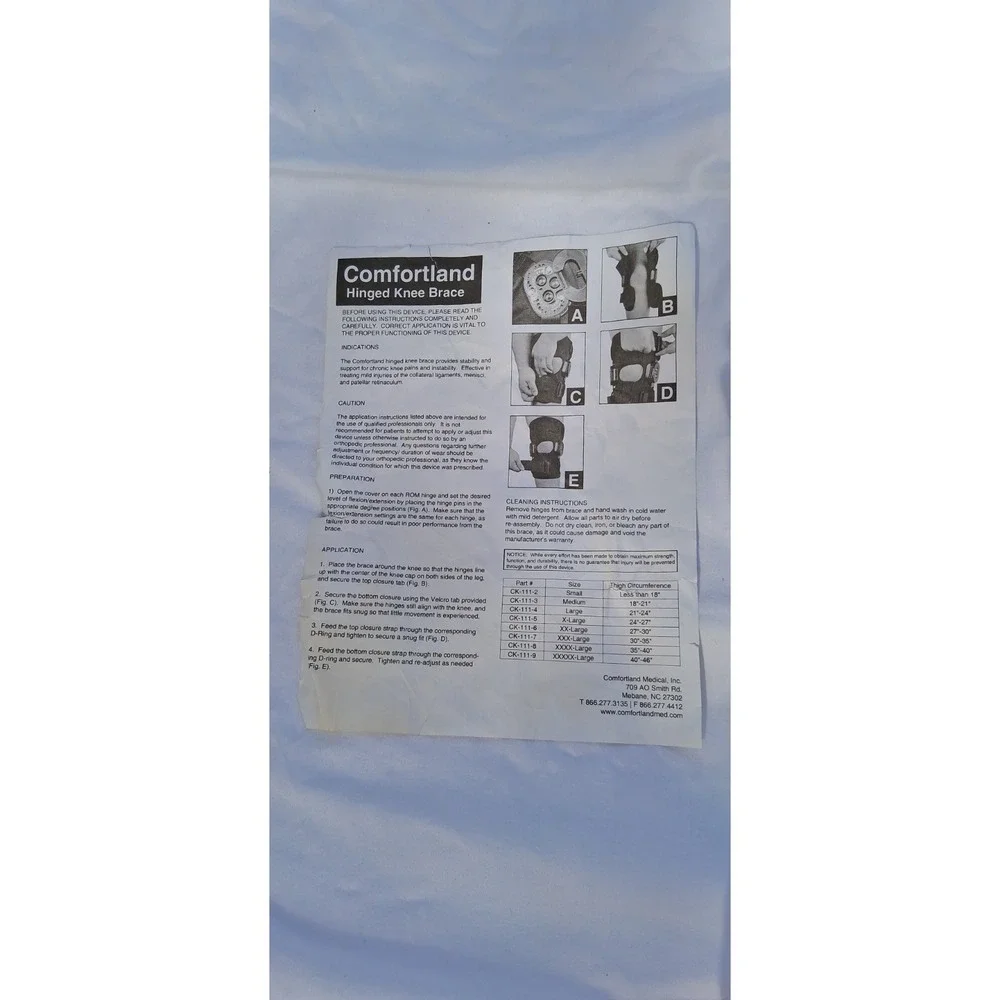 Comfortland CK-110 Universal‎ Hinged Knee Brace X-Large Black
